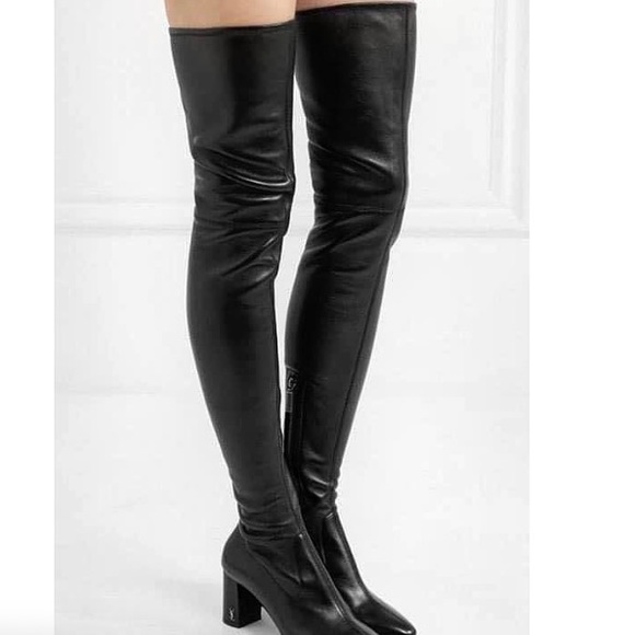 Authentic Saint Laurent Black Thigh High Leather - Picture 2 of 12